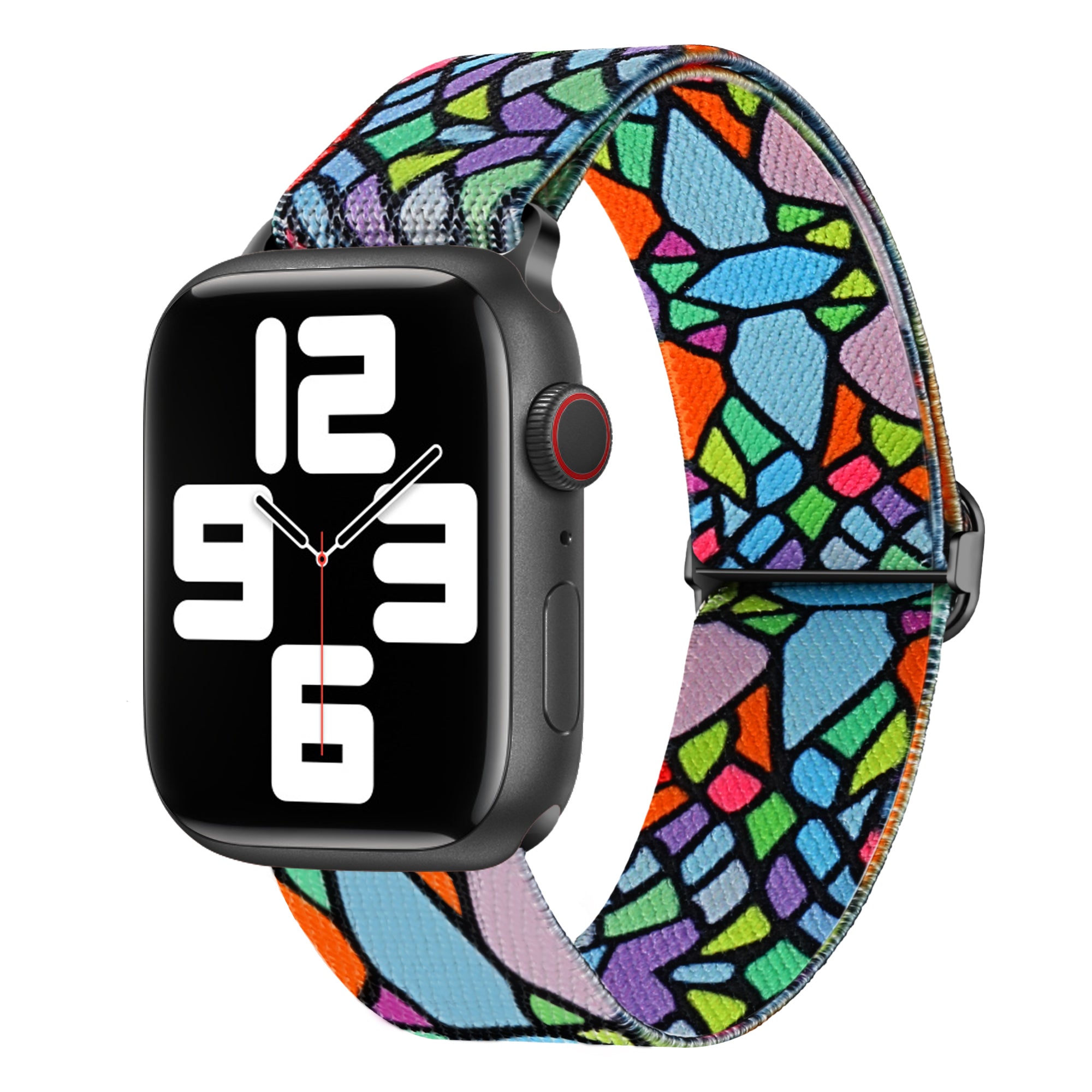 Watch Band for Apple Watch Series 8 7 41mm / Series 6 5 4 SE (2022) SE 40mm / Series 3 2 1 38mm , Adjustable Nylon Pattern Braided Strap - Geometric Rainbow Watch Band for Apple Watch Series 8 7 41mm / Series 6 5 4 SE (2022) SE 40mm / Series 3 2 1 38mm , Adjustable Nylon Pattern Braided Strap - Geometric Rainbow